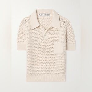 Alix of Bohemia Cream‎ Lessi Oyster Crochet Top Polo Shirt NWT